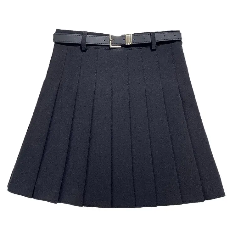 Gray Pleated Skirt with Belt for Women - Image 7