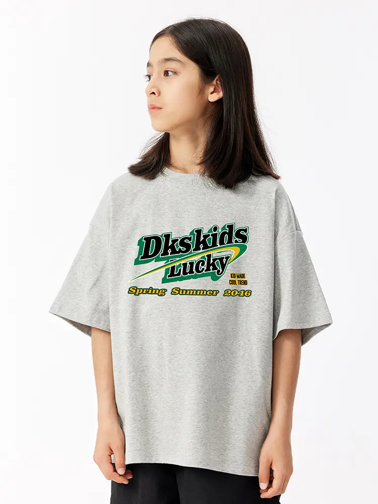 DK Kids Summer T-Shirt Gray Retro Graphic - Image 5