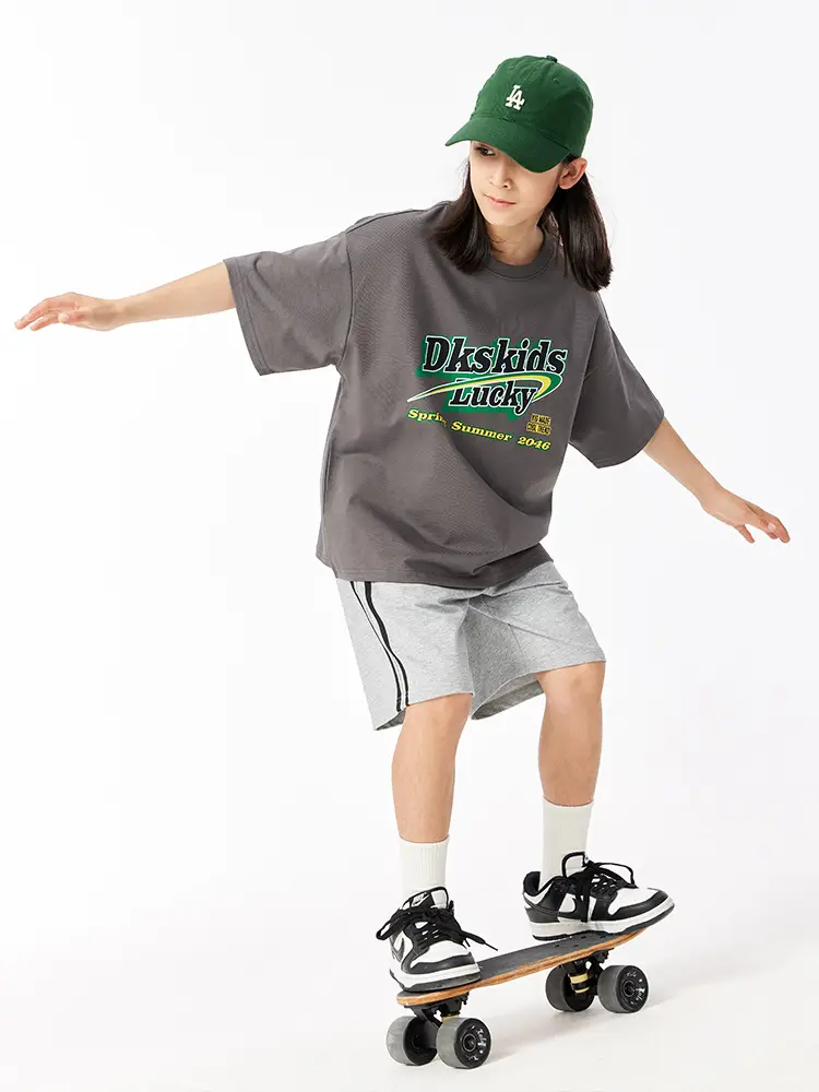DK Kids Summer T-Shirt Gray Retro Graphic - Image 8