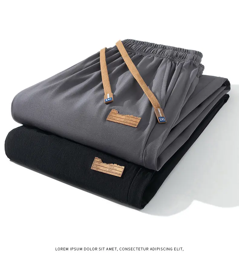 Men's Black Wide Leg Loose Draped Sports Pants — feature 25