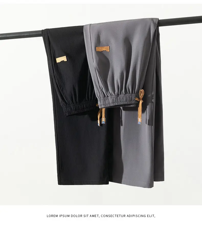 Men's Black Wide Leg Loose Draped Sports Pants — feature 26