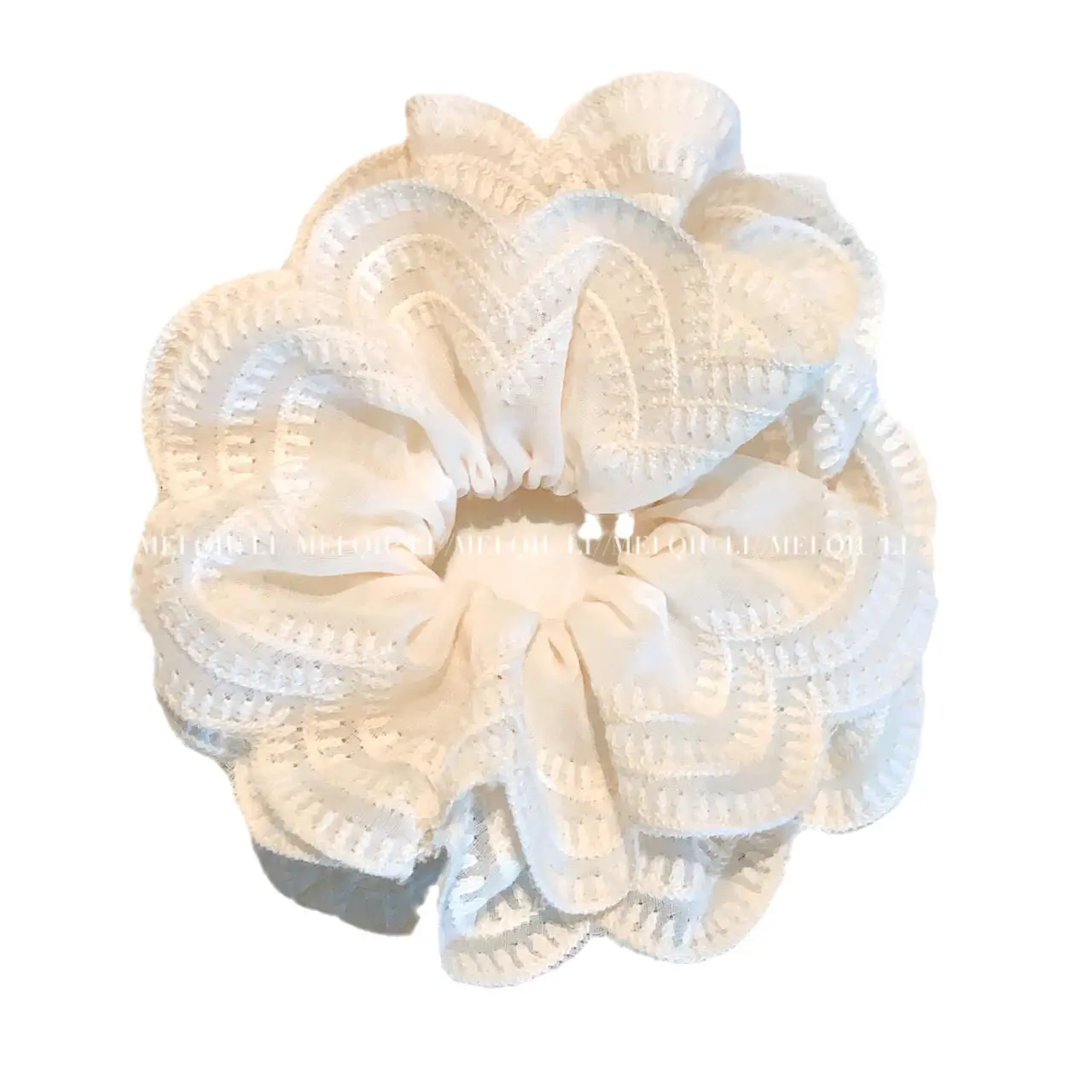 White Double Layer Hair Ring with High Elastic Ponytail