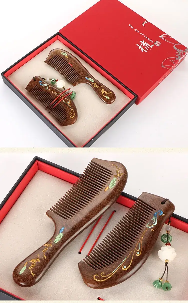 Black Gold Sandalwood Comb Gift Box for Teachers — feature 12
