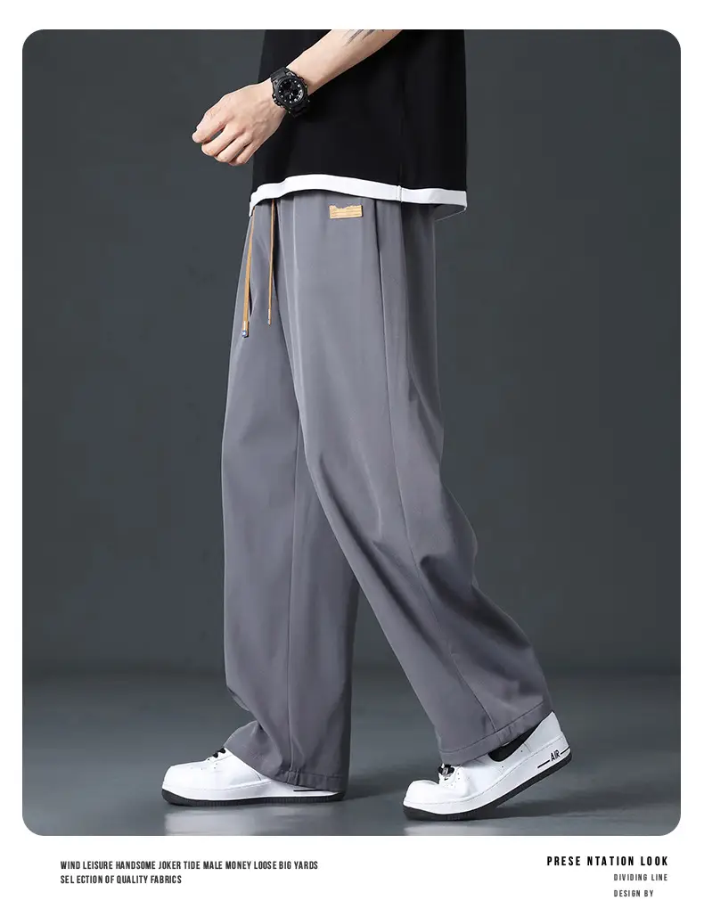 Men's Black Ice-Sweet Thin Wide Leg Pants — feature 18