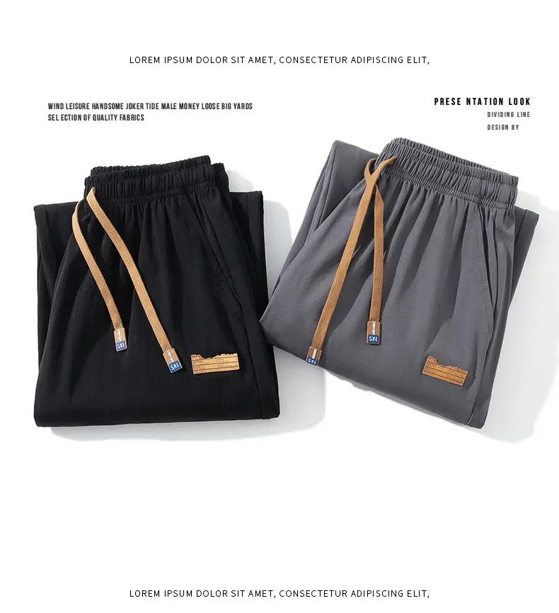 Men's Black Ice-Sweet Thin Wide Leg Pants — feature 24