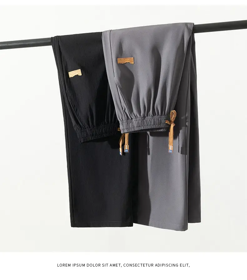 Men's Black Ice-Sweet Thin Wide Leg Pants — feature 26