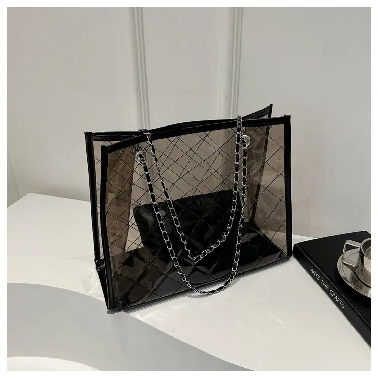 PVC Large Shoulder Bag Women Transparent Summer Hot Tote - Image 3