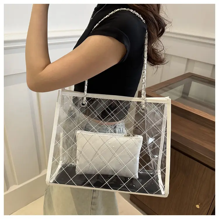 PVC Large Shoulder Bag Women Transparent Summer Hot Tote - Image 5