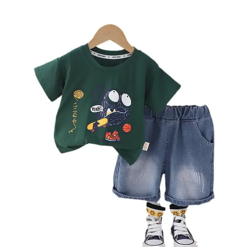 Boys Blue Cartoon T-Shirt Shorts Set Summer 2024 - Image 6