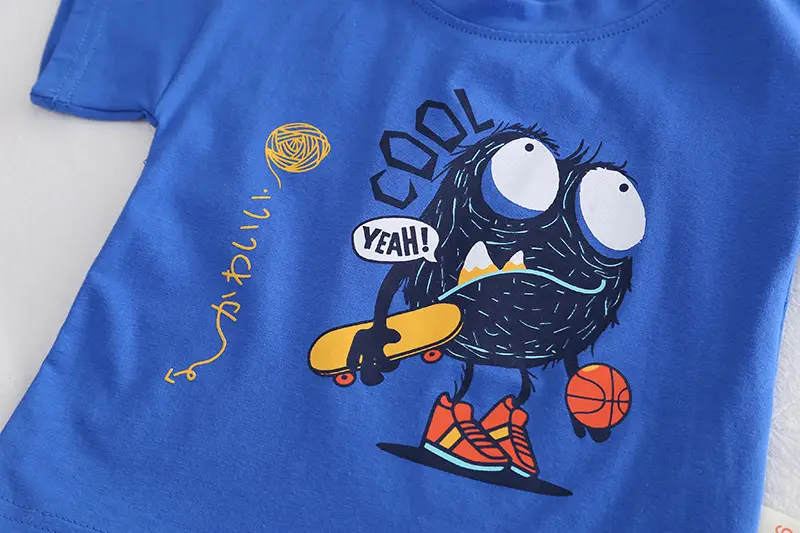 Boys Blue Cartoon T-Shirt Shorts Set Summer 2024 — feature 8