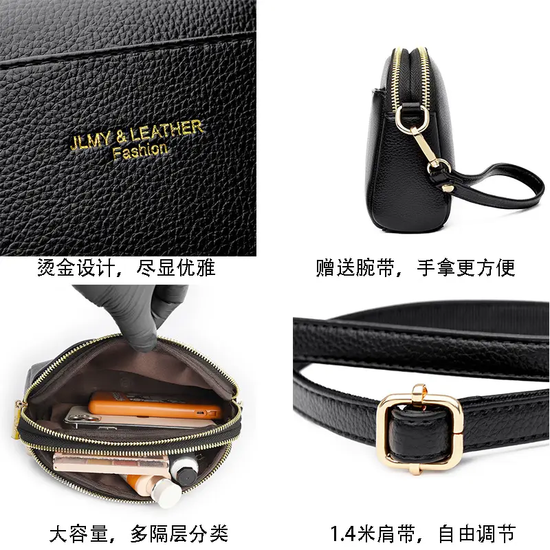 Blue High-End Women's Crossbody Bag with Gold Hardware - Image 9