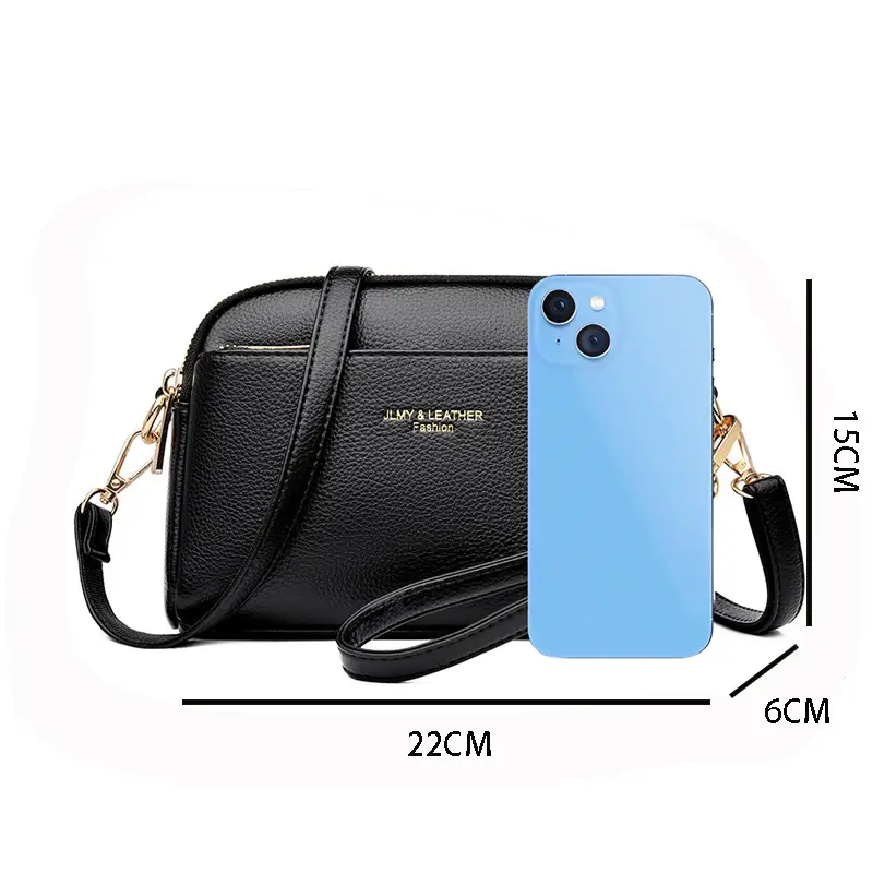 Blue High-End Women's Crossbody Bag with Gold Hardware - Image 10