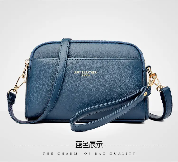 Blue High-End Women's Crossbody Bag with Gold Hardware — feature 21