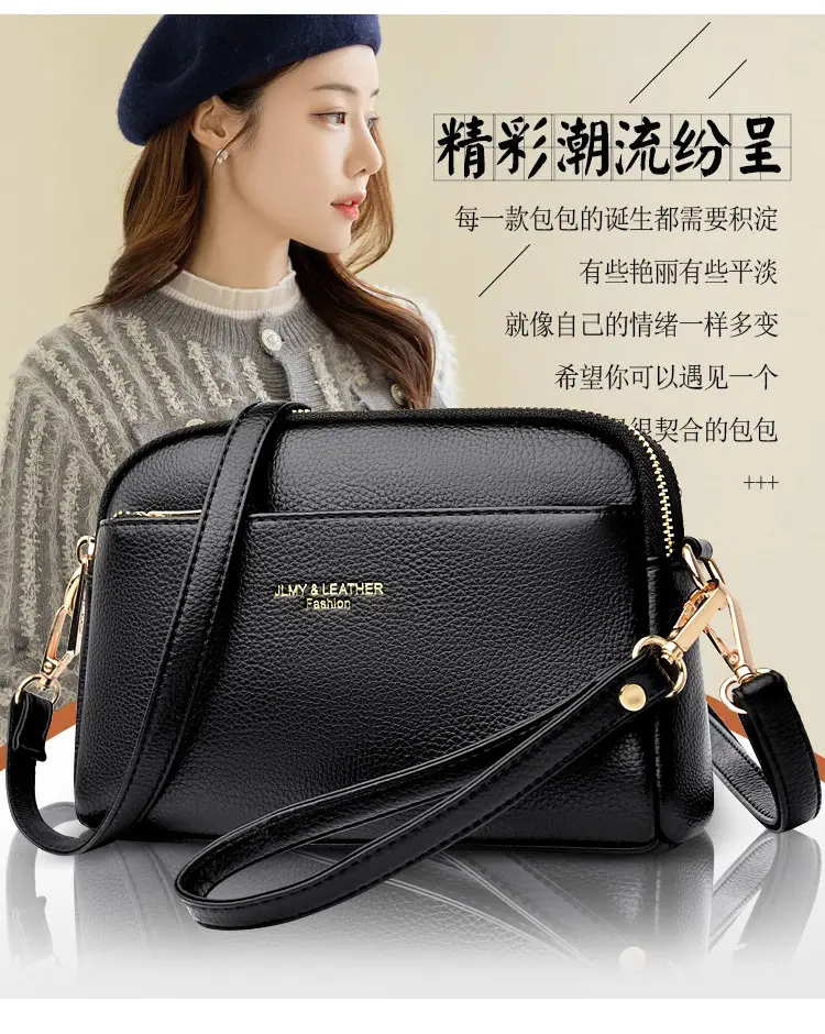 Blue High-End Women's Crossbody Bag with Gold Hardware — feature 3