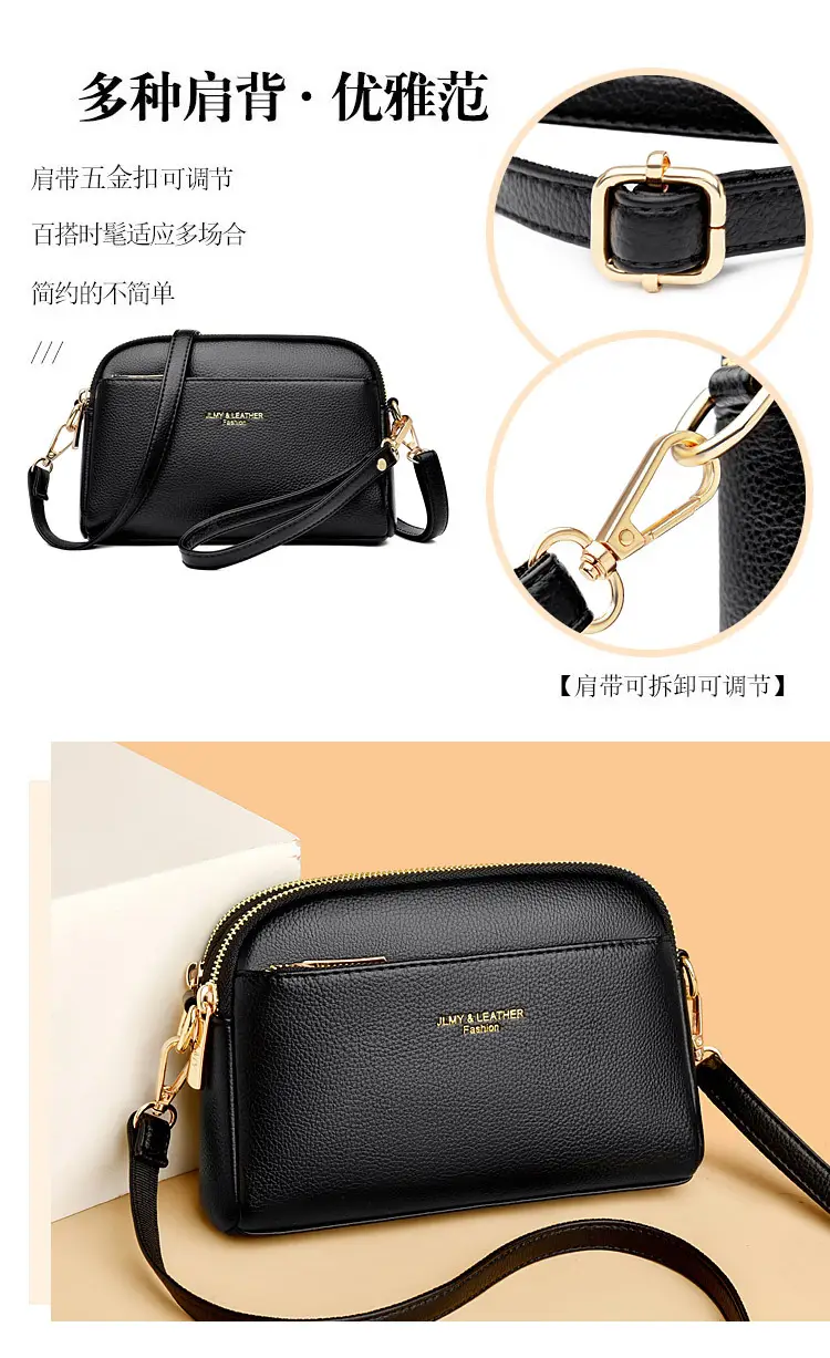 Blue High-End Women's Crossbody Bag with Gold Hardware — feature 5