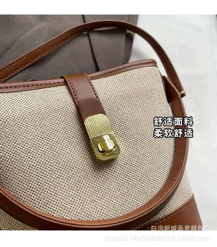 Women French Niche Shoulder Bag Brown Beige 2026 — feature 3