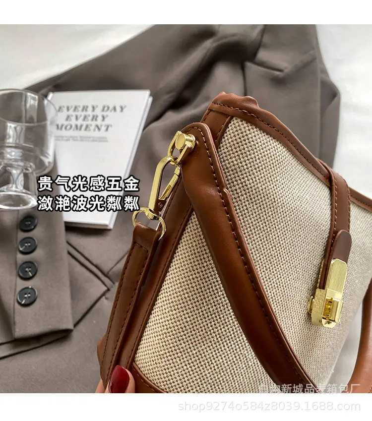 Women French Niche Shoulder Bag Brown Beige 2026 — feature 4
