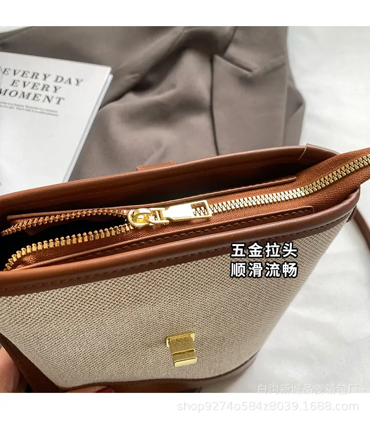 Women French Niche Shoulder Bag Brown Beige 2026 — feature 5