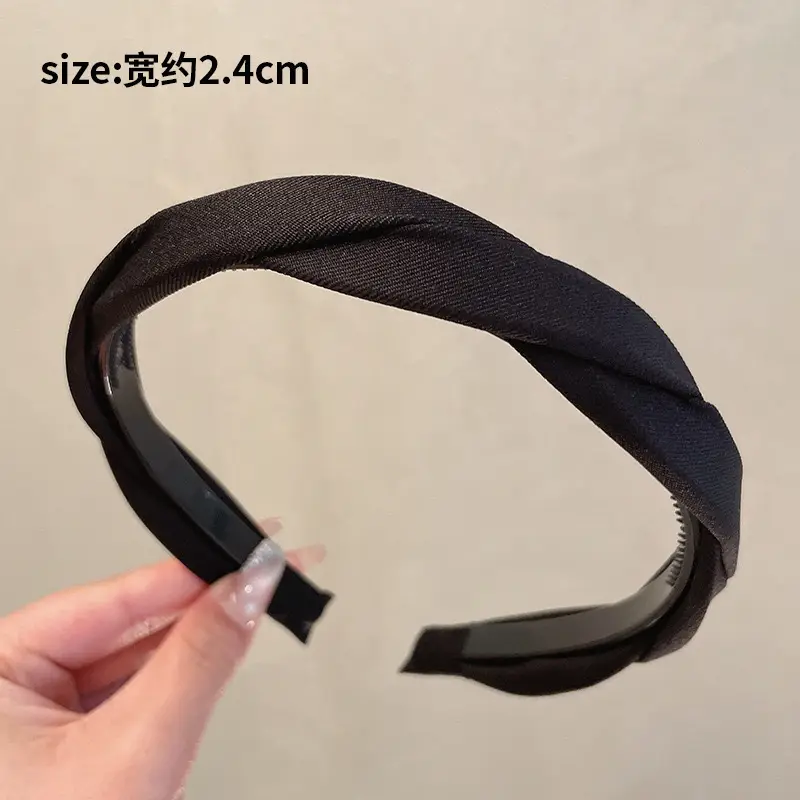 High Cranial Top Headband Women's 2024 New Style Face Washing Non-Slip Headband Wide-brimmed Toothed Pressed Hair Stamp Headwear Simple Hair Bundle