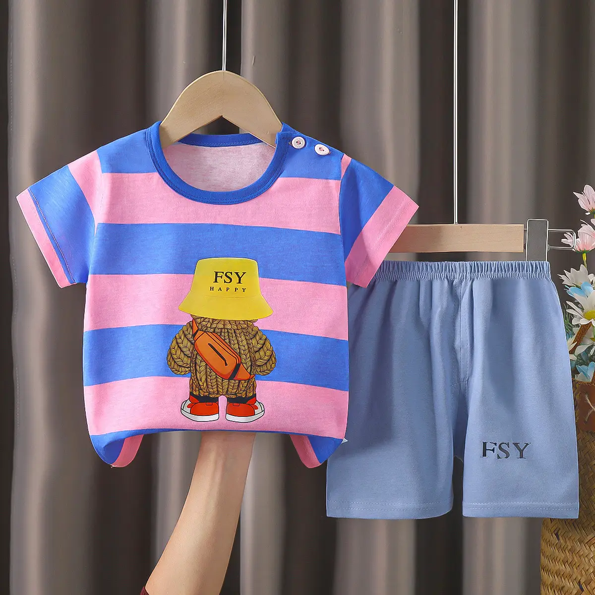 Happy Baby Bunny Print Cotton T-Shirt Shorts Set