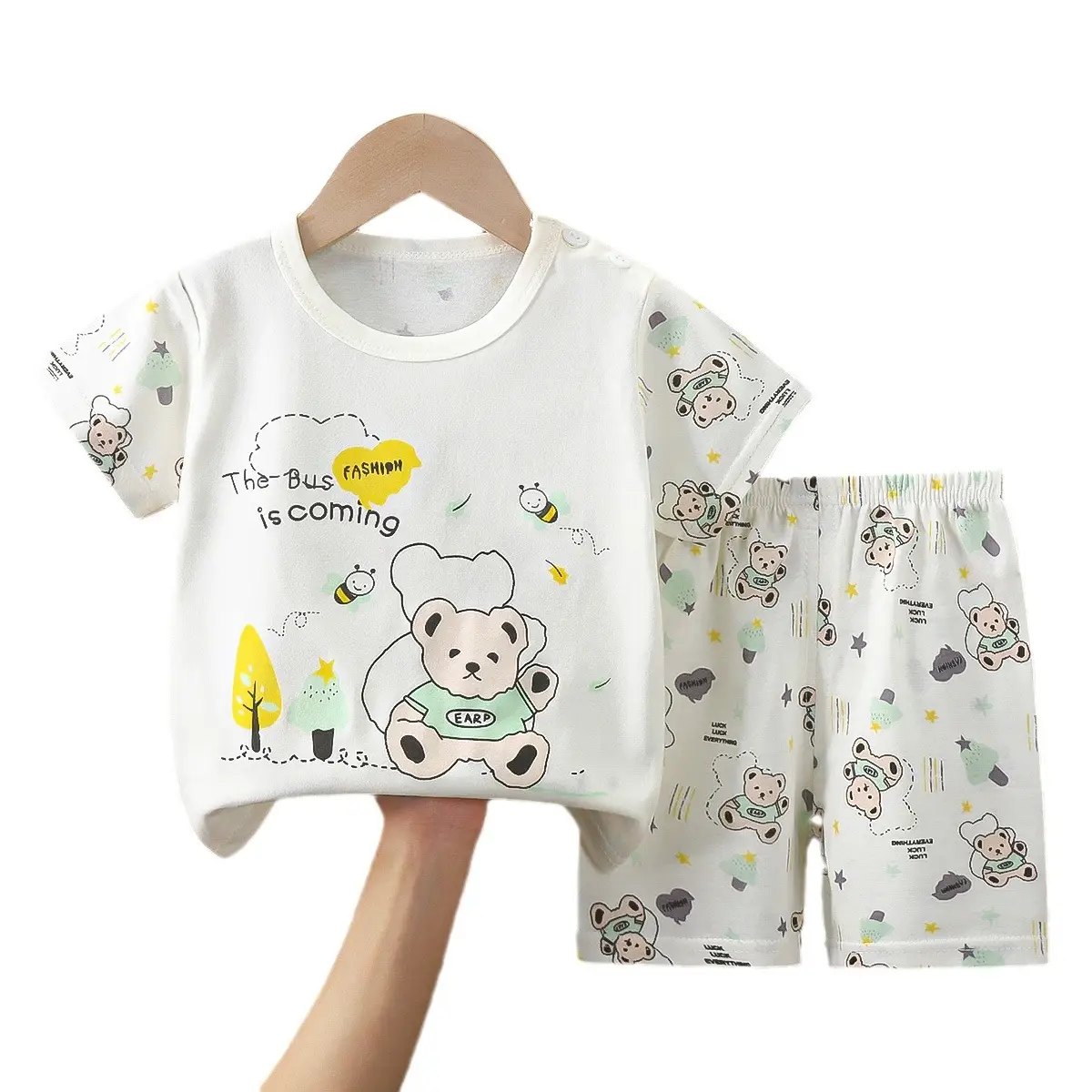 Happy Baby Bunny Print Cotton T-Shirt Shorts Set