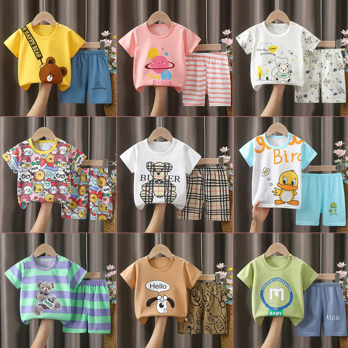 Happy Baby Bunny Print Cotton T-Shirt Shorts Set — feature 11