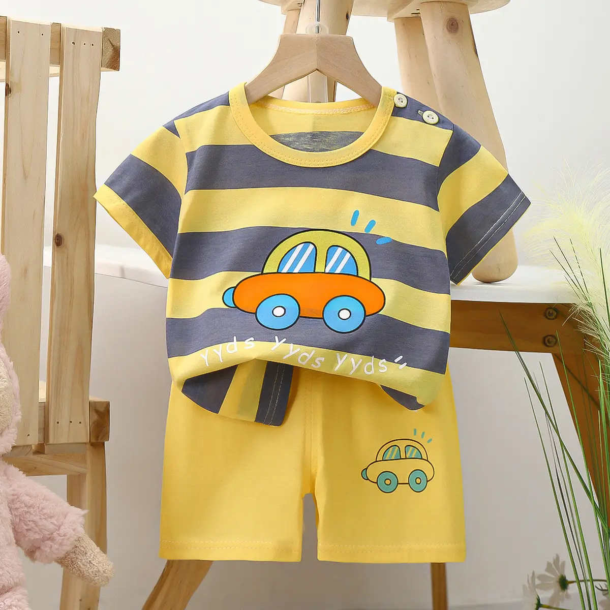 Happy Baby Bunny Print Cotton T-Shirt Shorts Set
