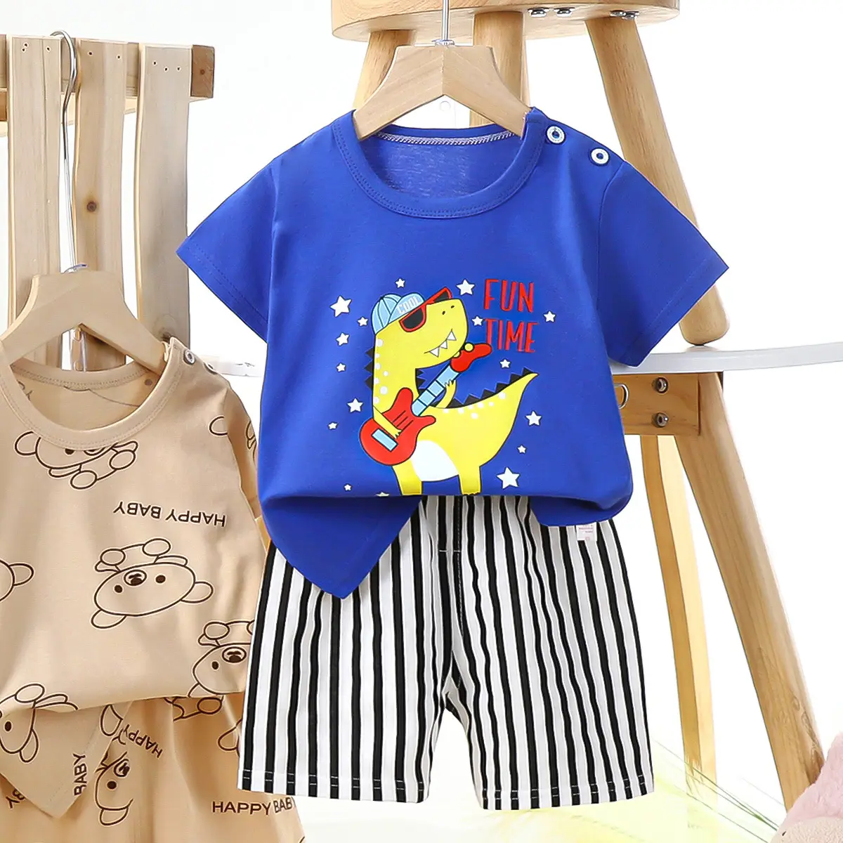 Happy Baby Bunny Print Cotton T-Shirt Shorts Set