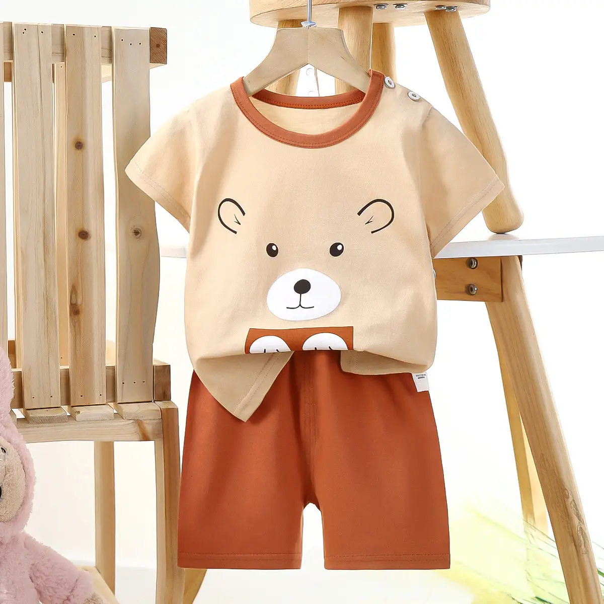 Happy Baby Bunny Print Cotton T-Shirt Shorts Set