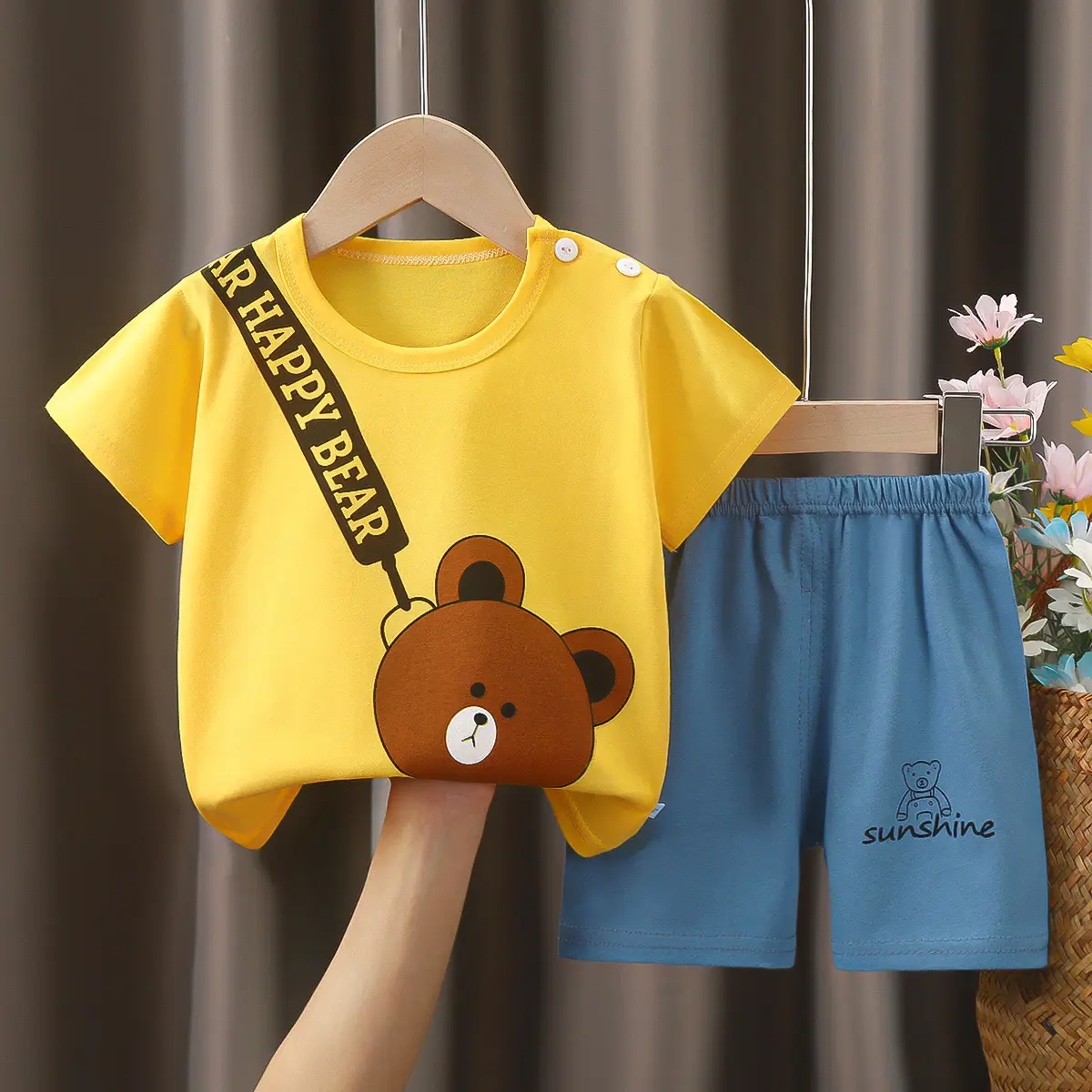 Happy Baby Bunny Print Cotton T-Shirt Shorts Set