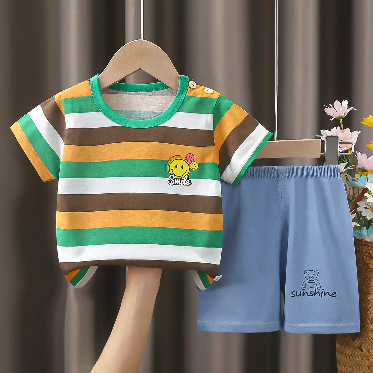 Happy Baby Bunny Print Cotton T-Shirt Shorts Set