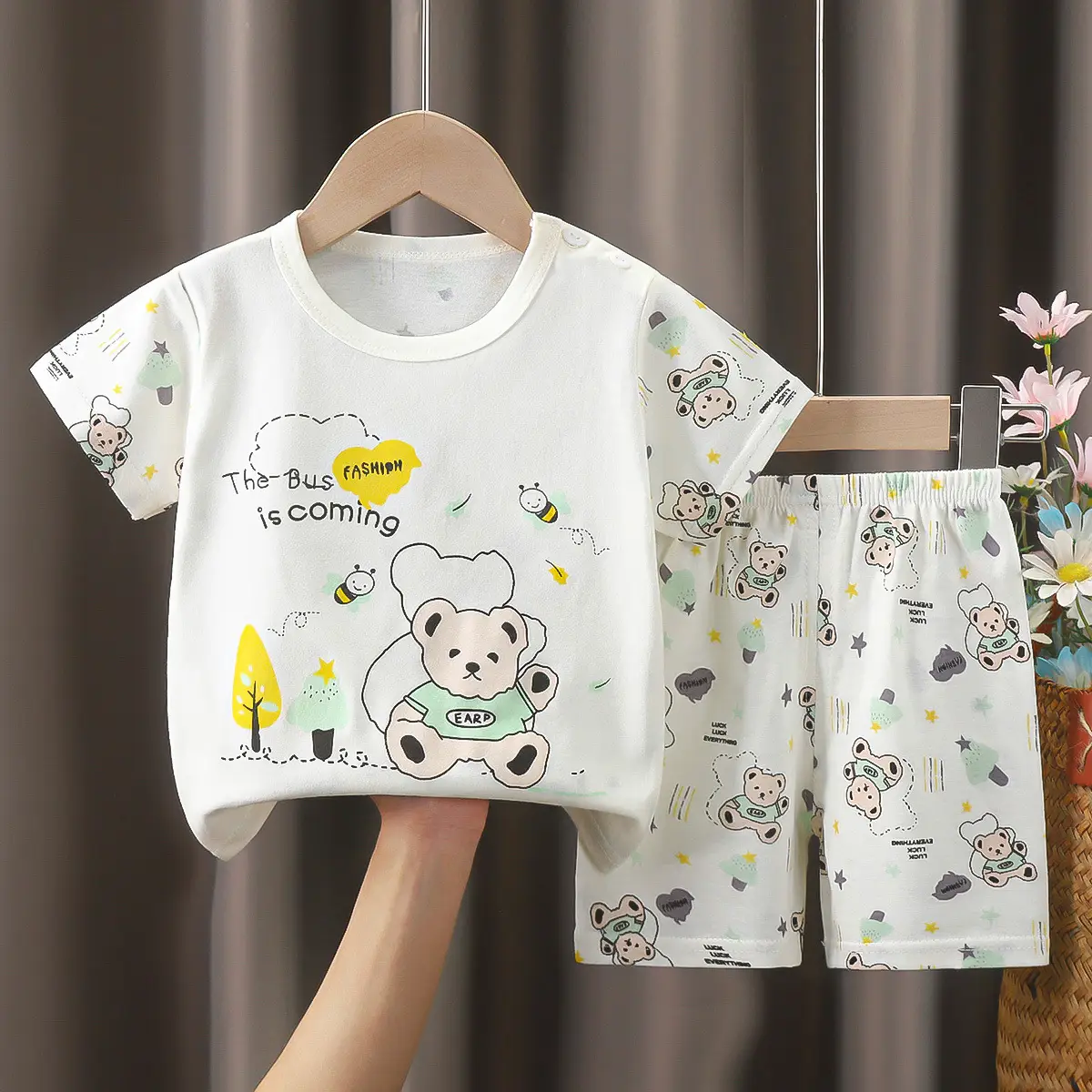Happy Baby Bunny Print Cotton T-Shirt Shorts Set