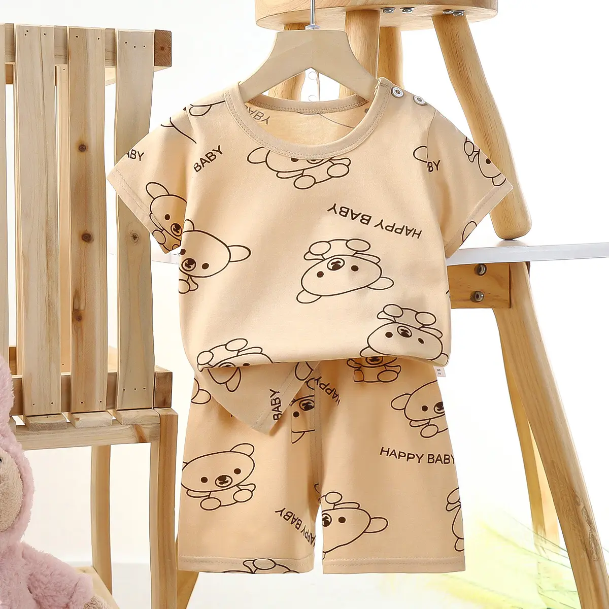 Happy Baby Bunny Print Cotton T-Shirt Shorts Set