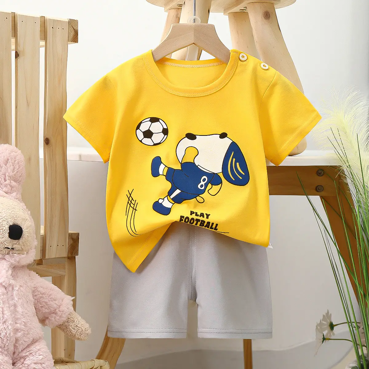 Happy Baby Bunny Print Cotton T-Shirt Shorts Set