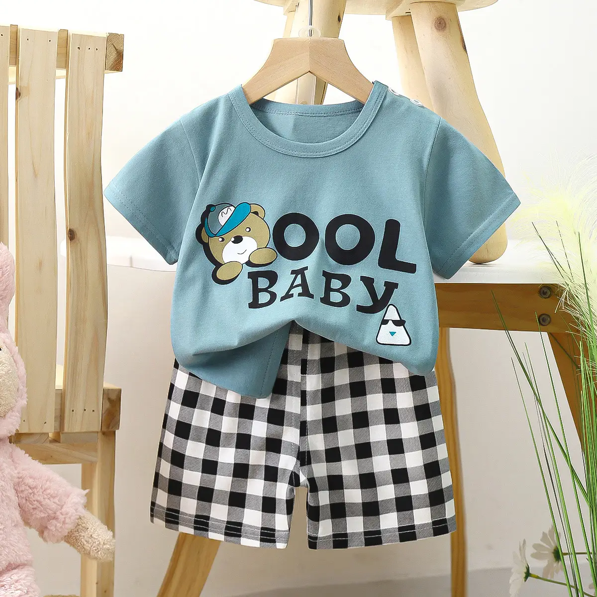 Happy Baby Bunny Print Cotton T-Shirt Shorts Set