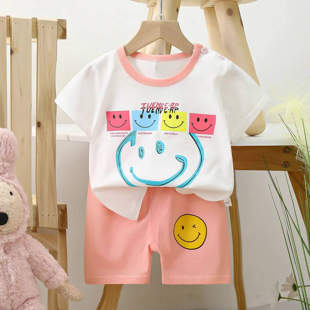 Happy Baby Bunny Print Cotton T-Shirt Shorts Set