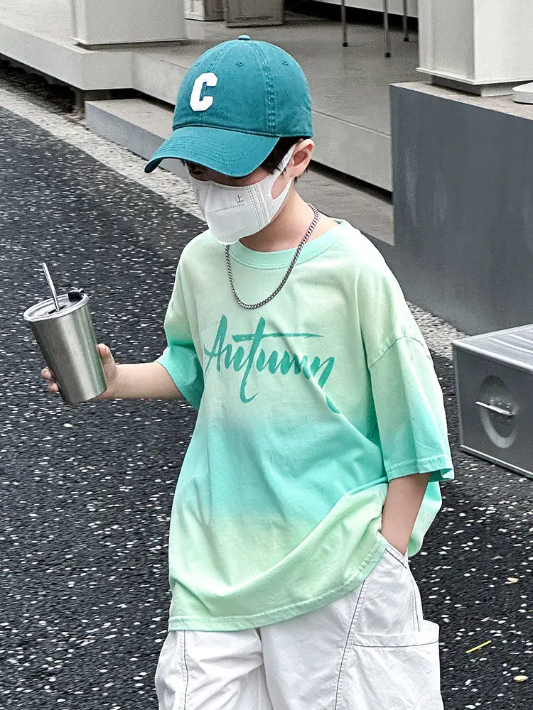 Panda Round Tie-Dye Kids T-Shirt Summer Boys - Image 3