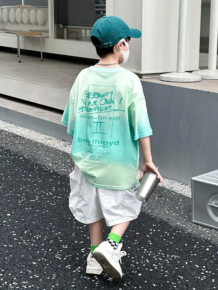 Panda Round Tie-Dye Kids T-Shirt Summer Boys - Image 7