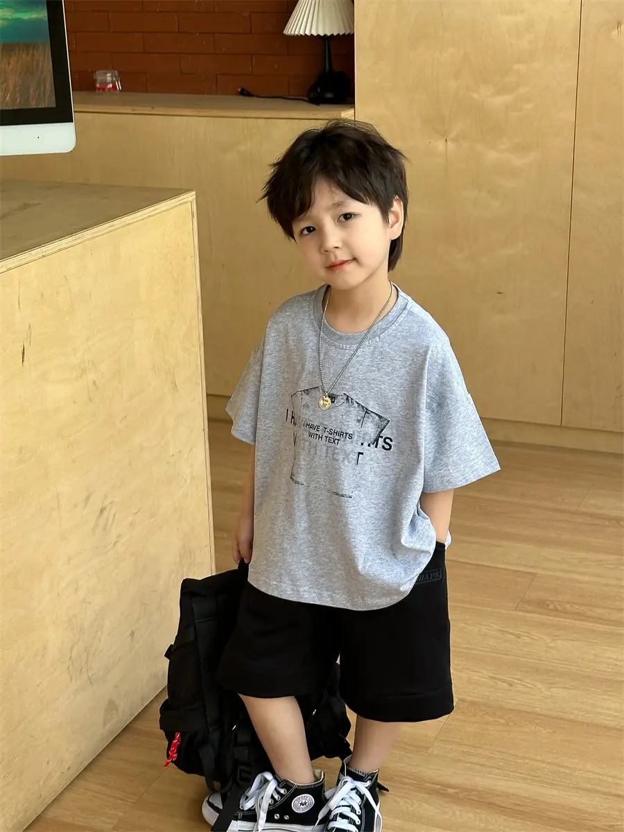 Boys Red Striped Shorts & White T-Shirt Set - Image 4