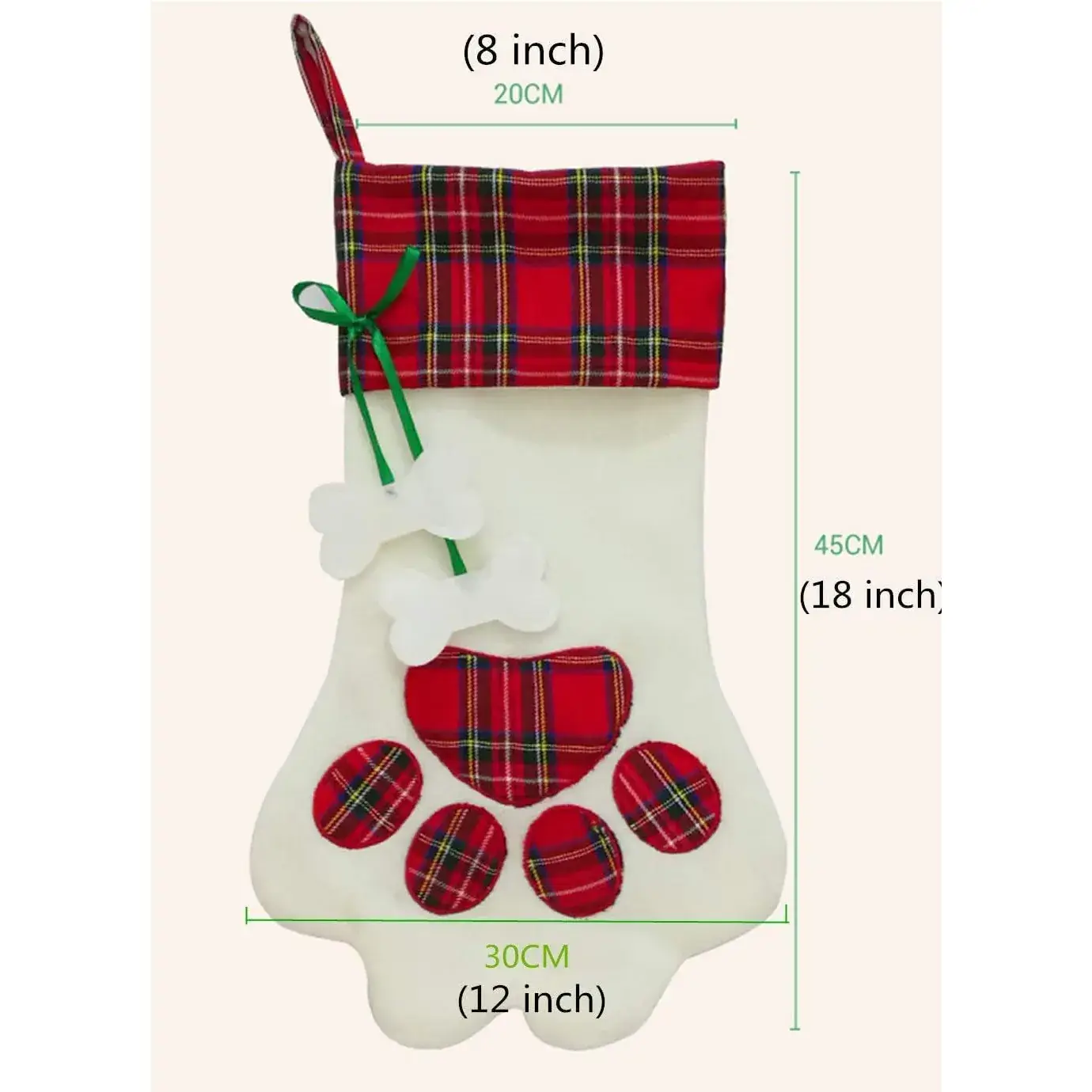 Christmas Dog Paw Socks Pair Red Plaid - Image 6