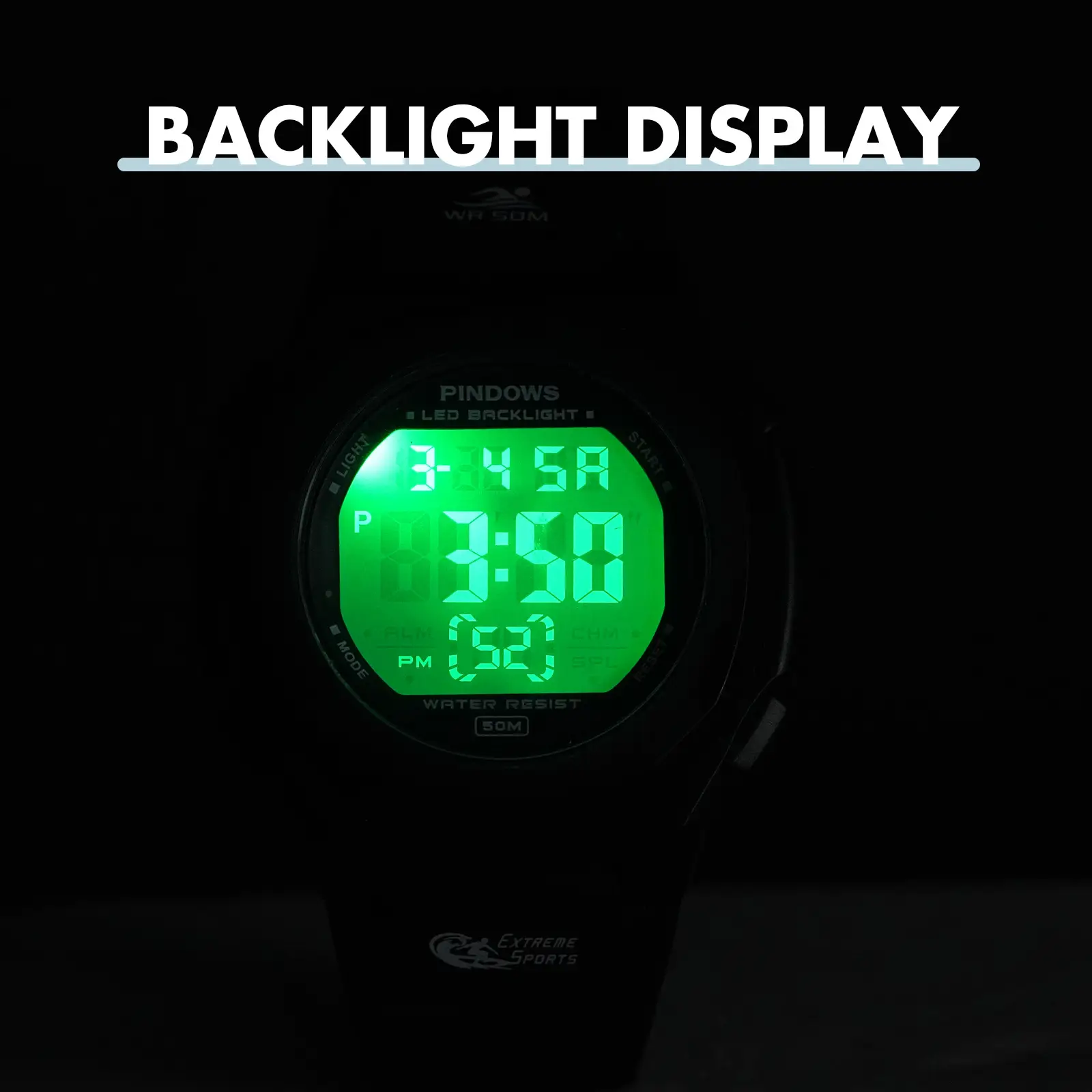 Women Waterproof LED Digital Watch Navy Blue — feature 13