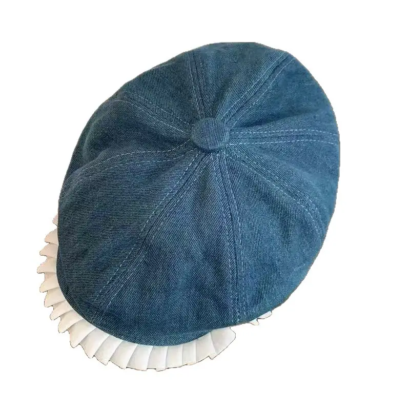 Blue Lace Denim Forward Cap Vintage Ballet Style - Image 7
