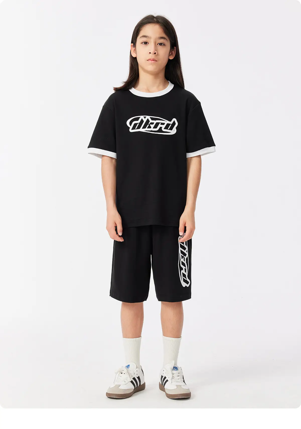 Black DK Kids Shorts with Graphic Print — feature 15