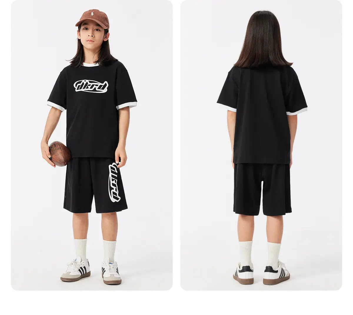 Black DK Kids Shorts with Graphic Print — feature 17