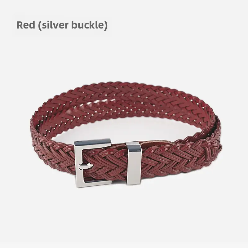 Women's Braided Belt Black Gold Plated with Casual Pants