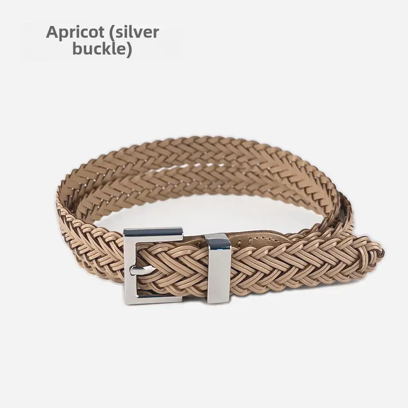 Women's Braided Belt Black Gold Plated with Casual Pants