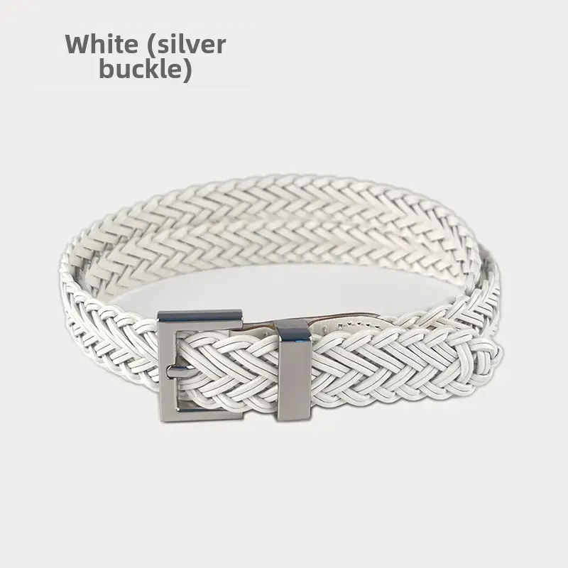 Women's Braided Belt Black Gold Plated with Casual Pants