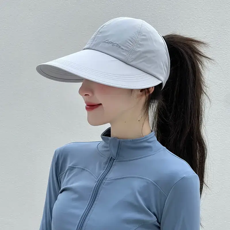 Women's Light Gray Baseball Cap with Ponytail - Image 8