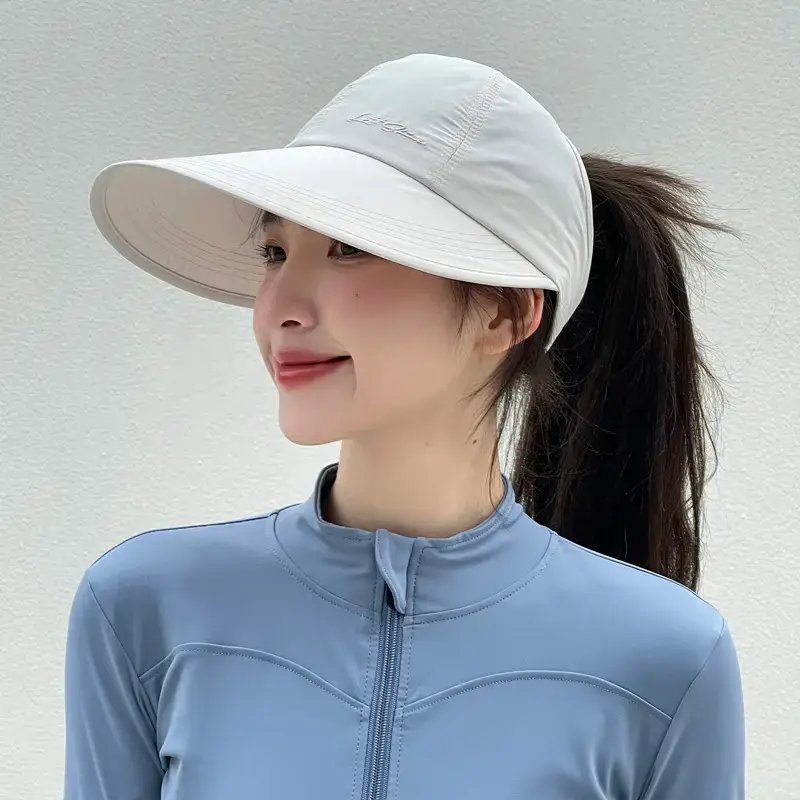 Women's Light Gray Baseball Cap with Ponytail - Image 9