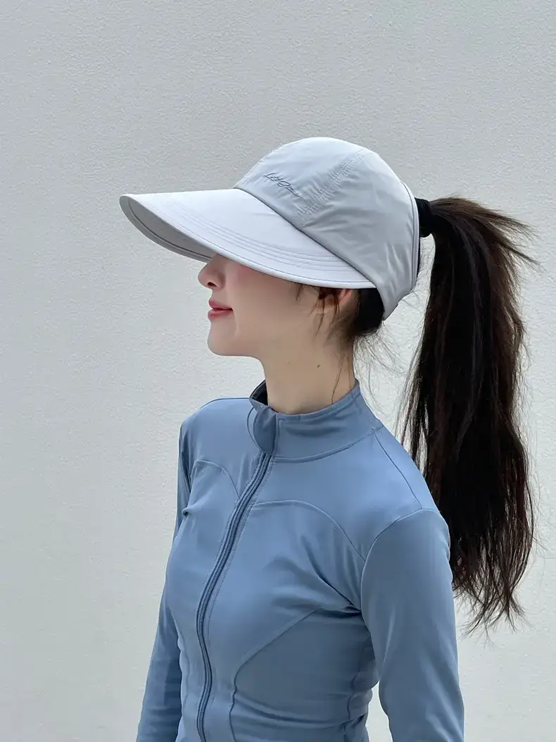 Women's Light Gray Baseball Cap with Ponytail — feature 10